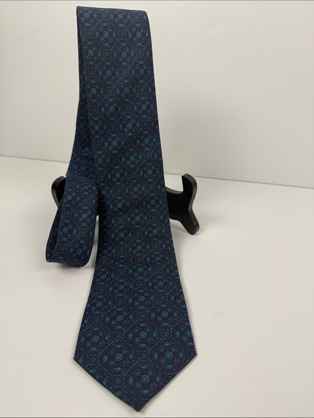 Givenchy Navy and Teal Medallion Silk Tie